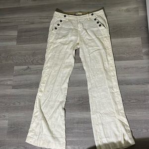 White wide leg/flare linen pants